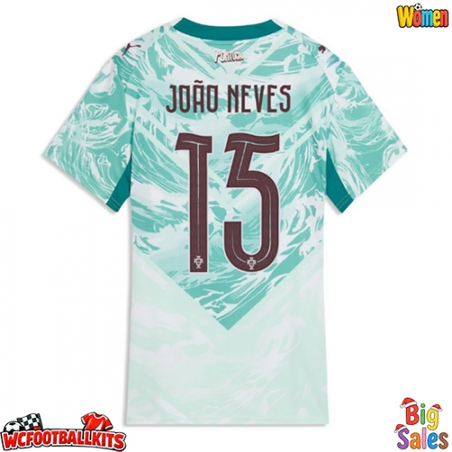 Portugal Joao Neves #15 Replica Away Stadium Shirt for Women World Cup 2026 Short Sleeve